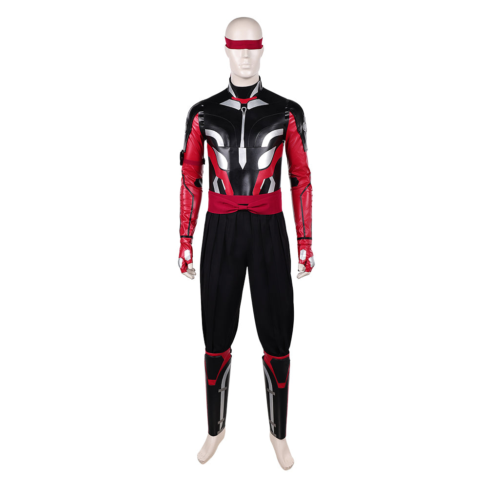 Cosplay Costume Kenshi Takahashi Mortal Kombat 2(2026) Film Cosplay Tenue Rouge et Noire de Cuir Homme