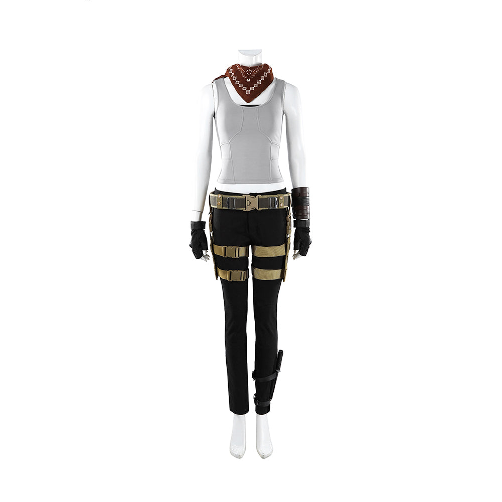 Cosplay Costume Lara Croft Tomb Raider Jeu Cosplay Tenue Noire et Grise Femme