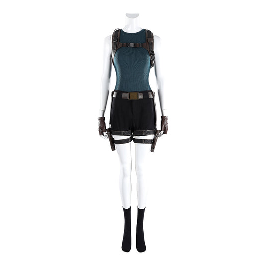 Cosplay Costume Lara Croft Tomb Raider Live Action(2026) TV Cosplay Tenue Noire et Bleue Femme