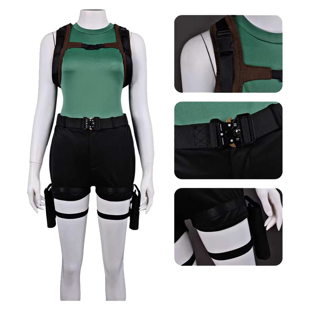 Cosplay Costume Lara Croft Tomb Raider: Legacy of Atlantis(2026) Jeu Cosplay Tenue Verte Femme