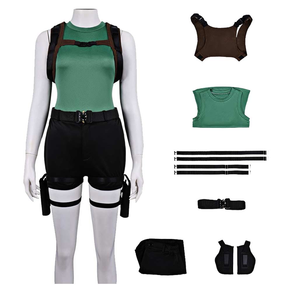 Cosplay Costume Lara Croft Tomb Raider: Legacy of Atlantis(2026) Jeu Cosplay Tenue Verte Femme
