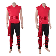 Cosplay Costume Liu Kang Mortal Kombat 2(2026) Film Cosplay Haut Rouge Pantalon Noir Homme