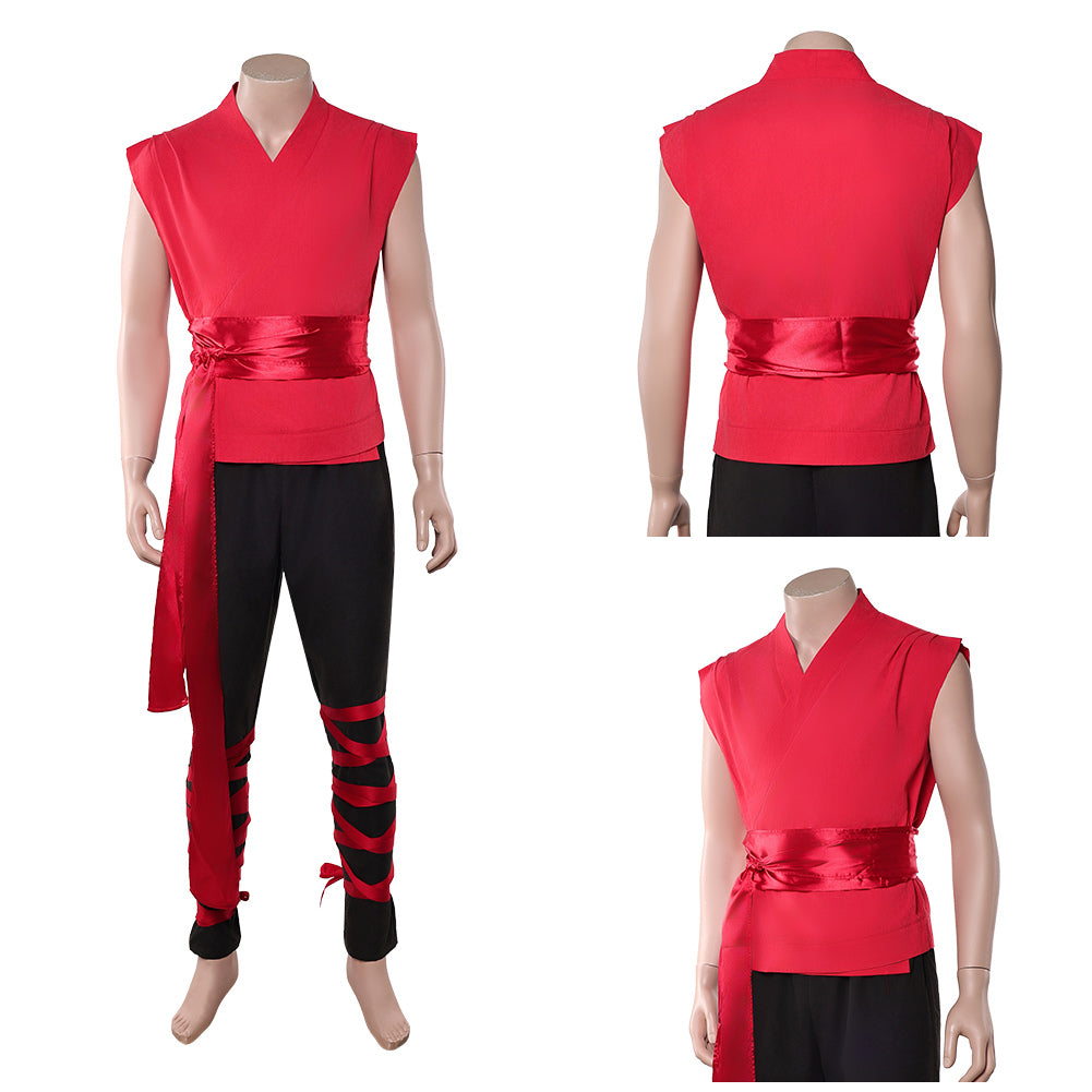 Cosplay Costume Liu Kang Mortal Kombat 2(2026) Film Cosplay Haut Rouge Pantalon Noir Homme