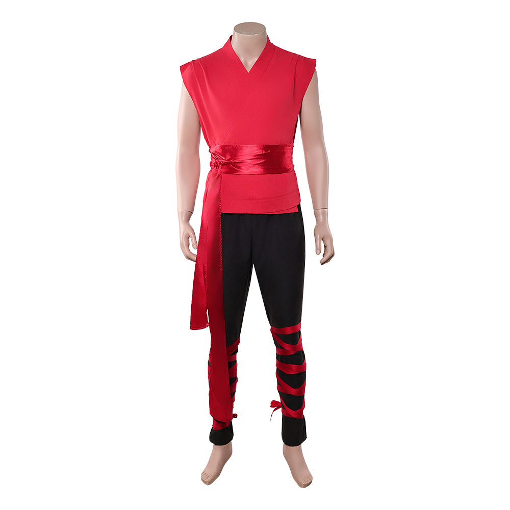 Cosplay Costume Liu Kang Mortal Kombat 2(2026) Film Cosplay Haut Rouge Pantalon Noir Homme
