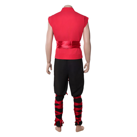 Cosplay Costume Liu Kang Mortal Kombat 2(2026) Film Cosplay Haut Rouge Pantalon Noir Homme