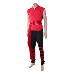 Cosplay Costume Liu Kang Mortal Kombat 2(2026) Film Cosplay Haut Rouge Pantalon Noir Homme