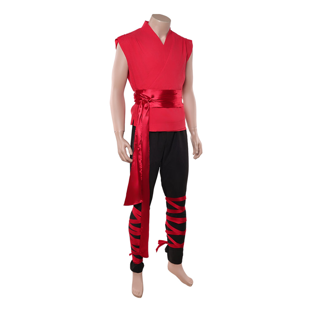 Cosplay Costume Liu Kang Mortal Kombat 2(2026) Film Cosplay Haut Rouge Pantalon Noir Homme
