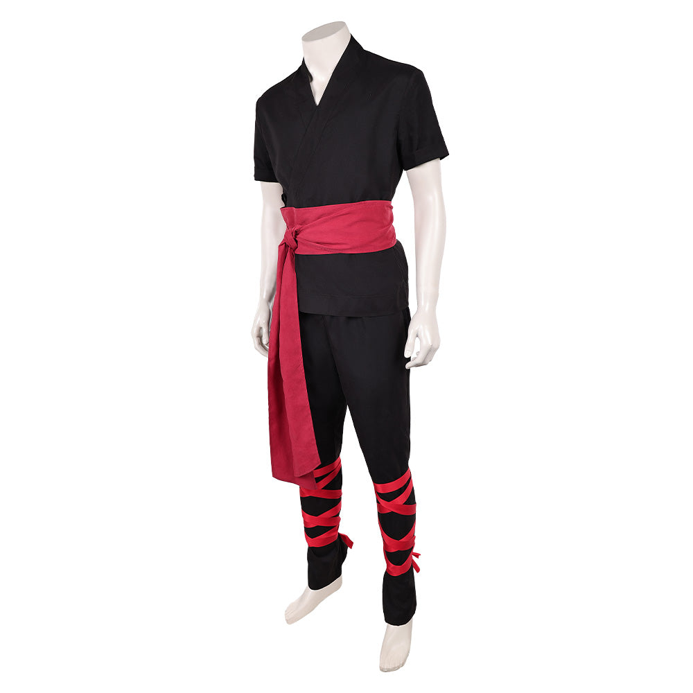 Cosplay Costume Liu Kang Mortal Kombat 2(2026) Film Cosplay Tenue Noire et Rouge Homme