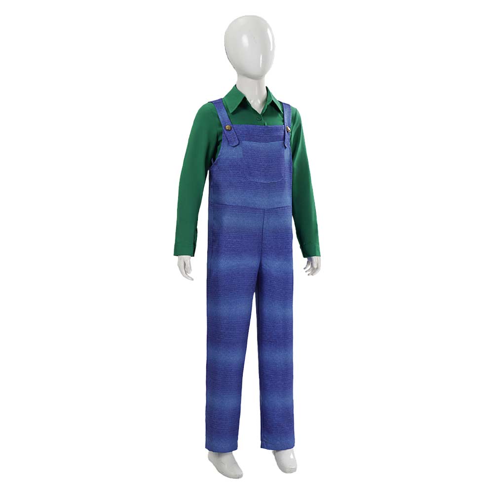 Cosplay Costume Luigi The Super Mario Galaxy Movie(2026) Fillm Cosplay Tenue Bleue et Verte Enfant