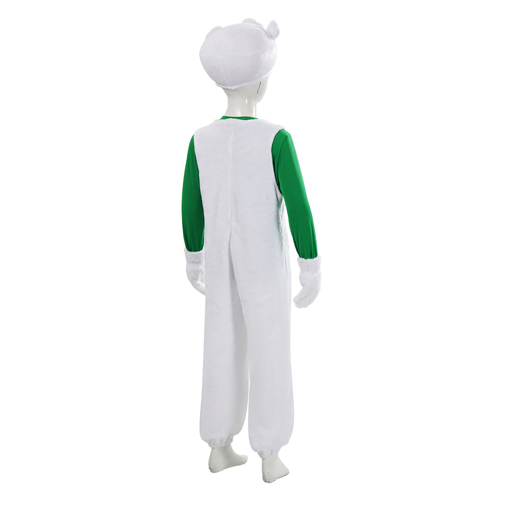 Cosplay Costume Luigi The Super Mario Galaxy Movie(2026) Film Cosplay Tenue Blanche et Verte Enfant