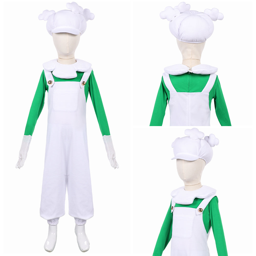 Cosplay Costume Luigi The Super Mario Galaxy Movie(2026) Film Cosplay Tenue Verte et Blanche Enfant