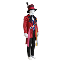 Cosplay Costume Mad Hatter Alice au Pays des Merveilles Film Cosplay Tenue Rouge Homme