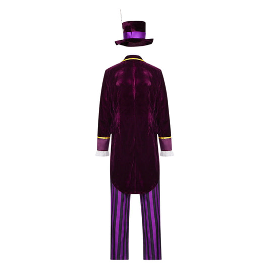 Cosplay Costume Mad Hatter Alice au Pays des Merveilles Film Cosplay Tenue Violette Homme