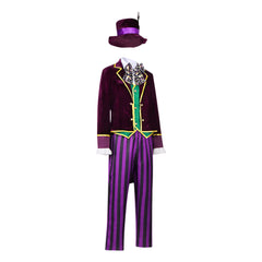 Cosplay Costume Mad Hatter Alice au Pays des Merveilles Film Cosplay Tenue Violette Homme