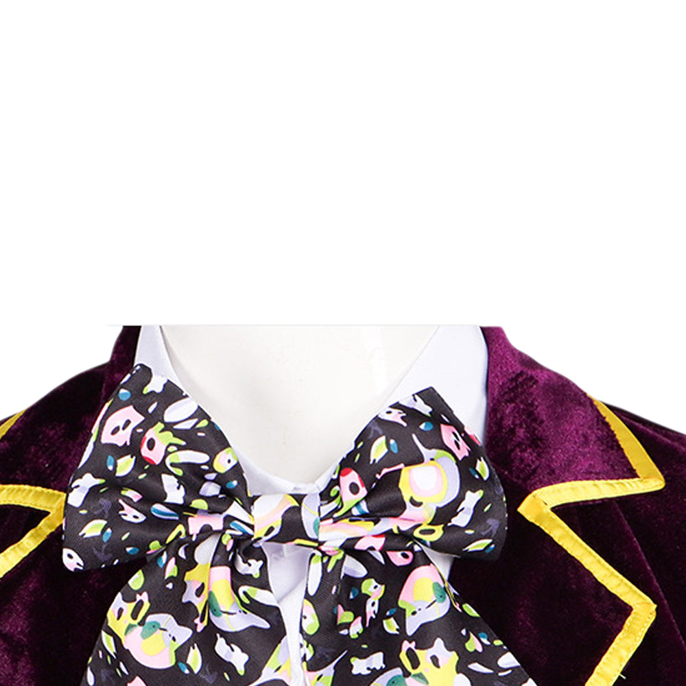 Cosplay Costume Mad Hatter Alice au Pays des Merveilles Film Cosplay Tenue Violette Homme
