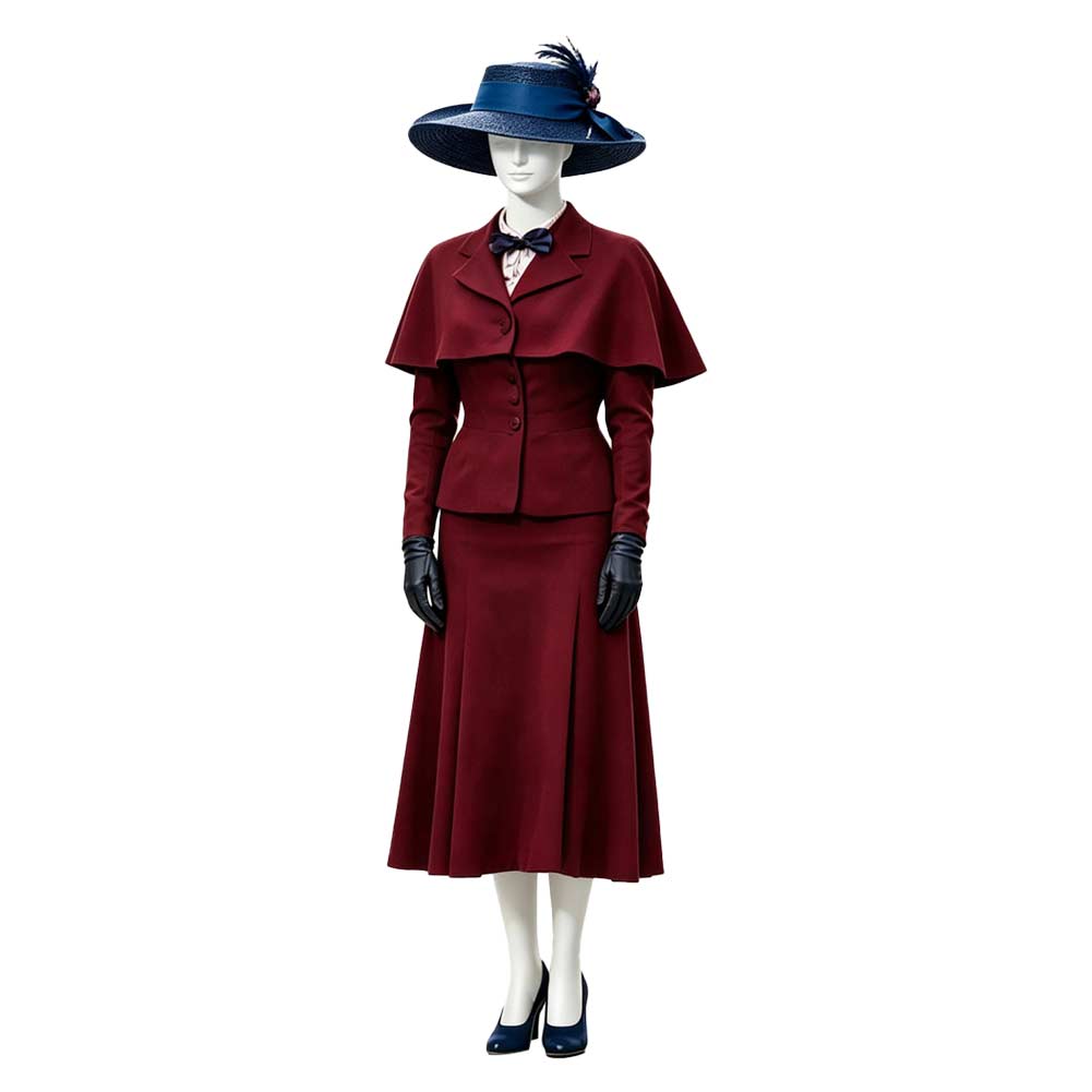 Cosplay Costume Mary Poppins(1964) Film Cosplay Tenue Rouge Femme