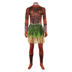 Cosplay Costume Maui Vaiana La Légende du Bout du Monde(2026) Film Cosplay Combinaison Imprimée Tatouage+Tablier Homme