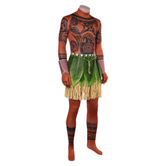 Cosplay Costume Maui Vaiana La Légende du Bout du Monde(2026) Film Cosplay Combinaison Imprimée Tatouage+Tablier Homme