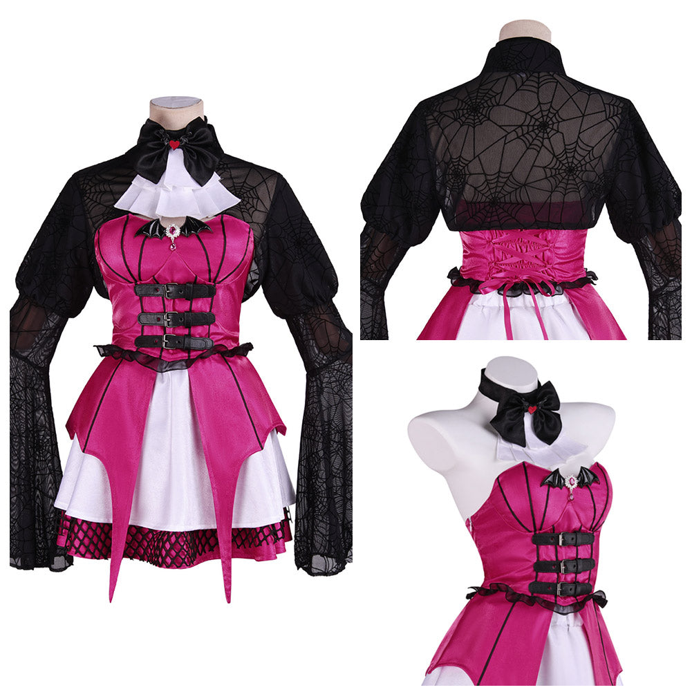 Cosplay Costume Mavis Dracula Monster High TV Cosplay Tenue Rouge Femme
