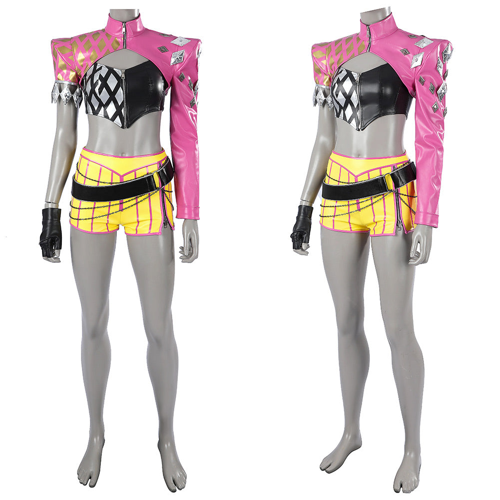Cosplay Costume Mina Key Dead by Daylight Jeu Cosplay Tenue Jaune et Rose Femme