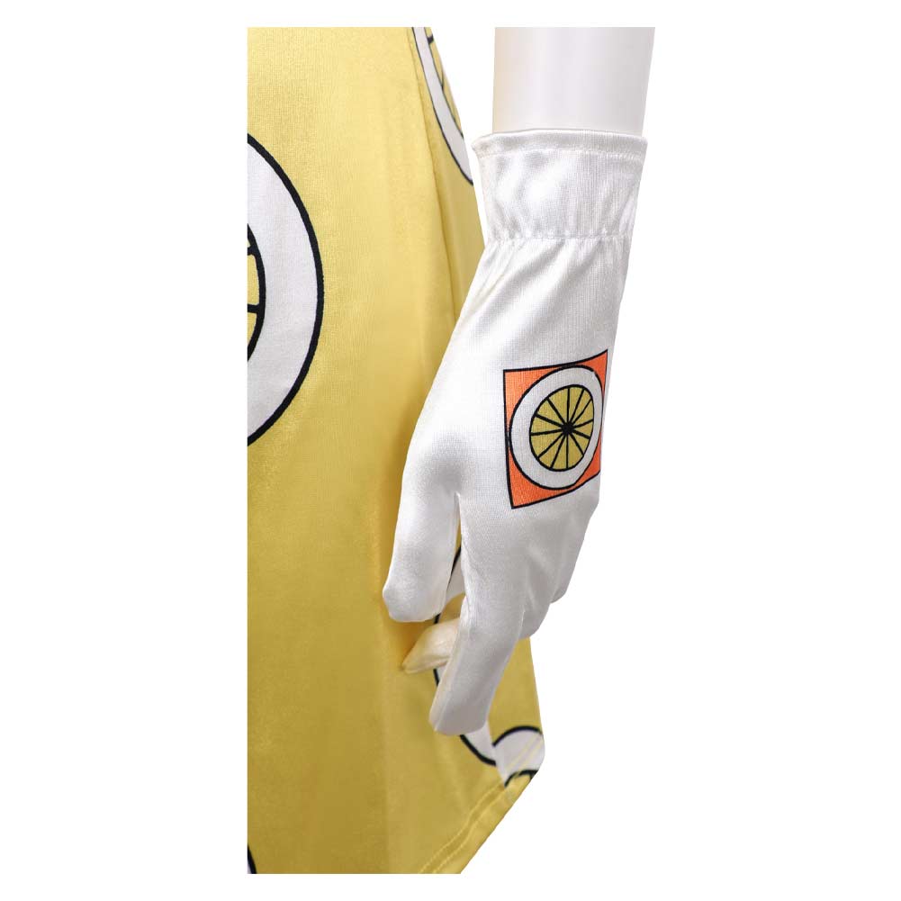 Cosplay Costume Miss Valentine One Piece Live Action 2(2026) TV Cosplay Robe Jaune avec Chapeau Orange Femme