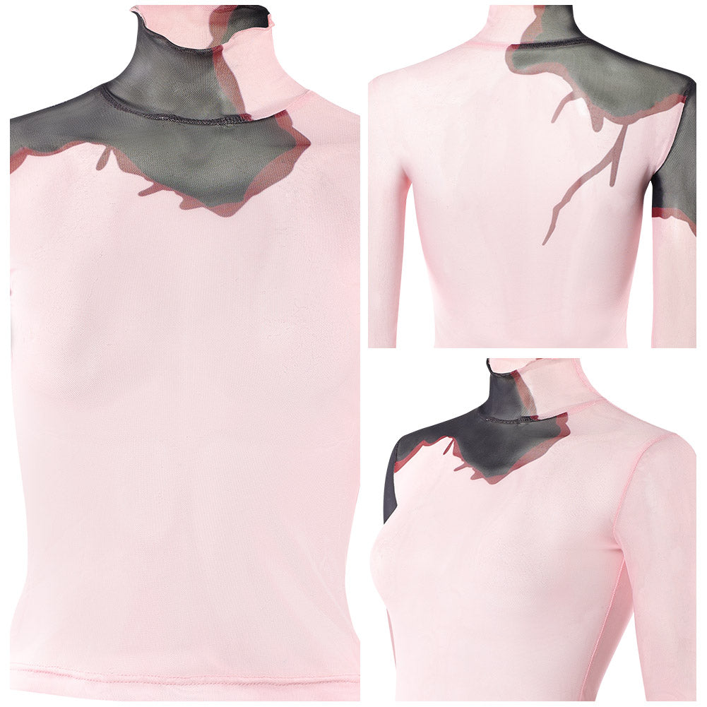 Cosplay Costume Mizi Zombie Stage AU Alien Stage(2026) TV Cosplay Haut à Motif Tatouage Rose