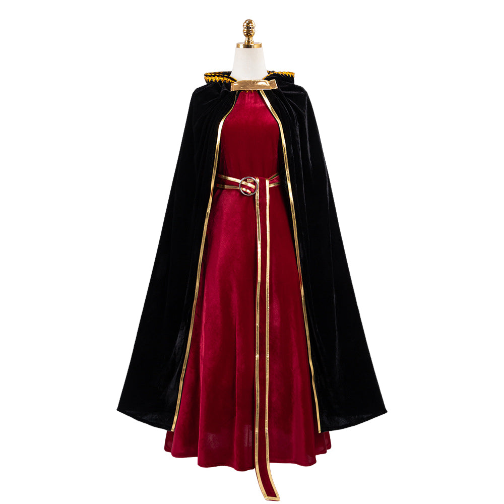 Cosplay Costume Mother Gothel Raiponce Film Cosplay Robe Noire et Rouge Femme