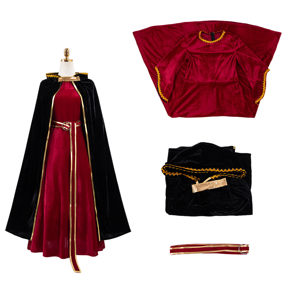 Cosplay Costume Mother Gothel Raiponce Film Cosplay Robe Noire et Rouge Femme