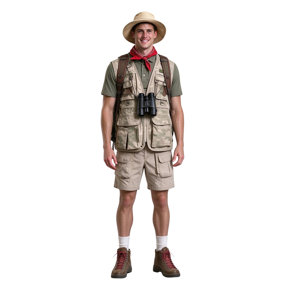 Cosplay Costume Mouse Finbar Jumanji: Open World(2026) Film Cosplay Tenue Beige et Verte Homme