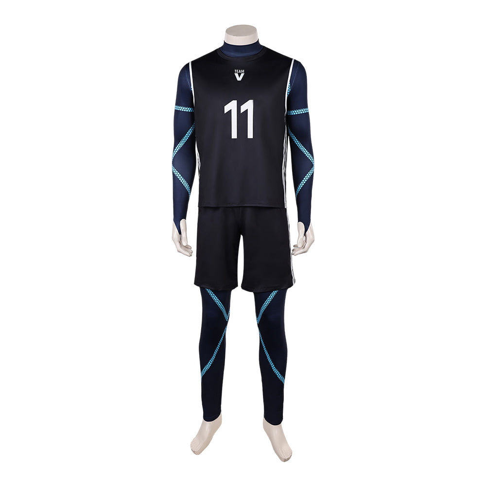 Cosplay Costume Nagi Seishiro Blue Lock Live Action(2026) Team V Maillot de Football Noir Homme