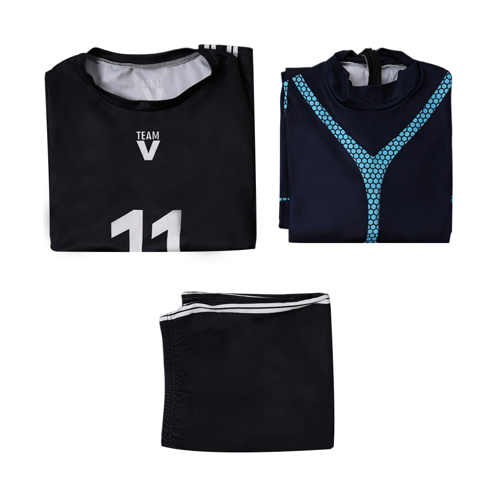 Cosplay Costume Nagi Seishiro Blue Lock Live Action(2026) Team V Maillot de Football Noir Homme