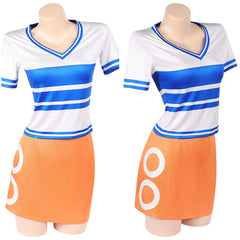 Cosplay Costume Nami Anniversaire One Piece Anime Cosplay Tenue Blanche et Orange Femme