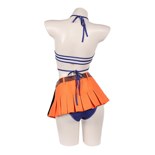 Cosplay Costume Nami One Piece Live Action 2(2026) TV Cosplay Maillot de Bain Bleu et Orange Femme