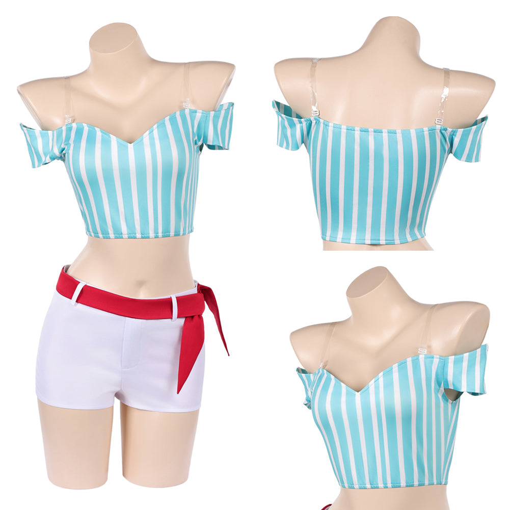 Cosplay Costume Nami One Piece Whole Cake Island Arc Anime Cosplay Tenue Bleue et Blanche Femme