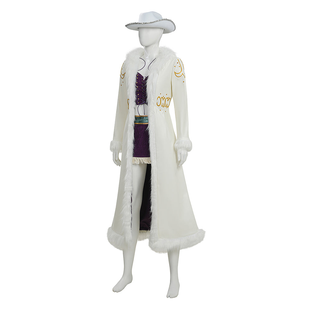Cosplay Costume Niko Robin One Piece Live Action 2(2026) TV Cosplay Tenue Blanche et Violette Femme