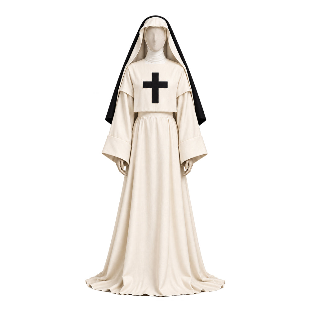 Cosplay Costume Nonne The Devils(1971) Film Cosplay Tenue Blanche et Noire Femme