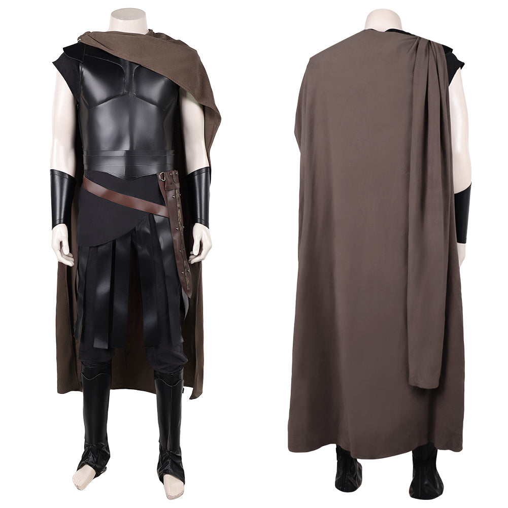 Cosplay Costume Odysseus The Odyssey(2026) Film Cosplay Tenue Noire avec Cape Marron Homme