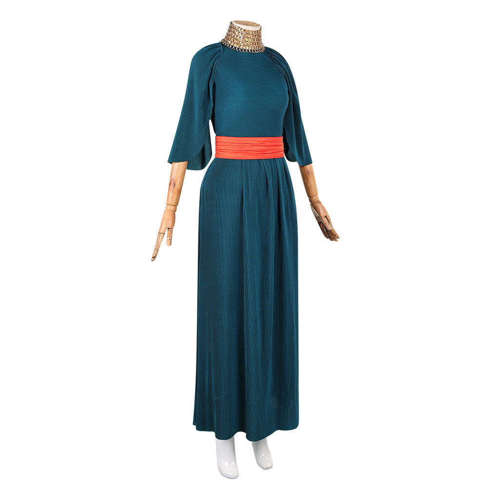 Cosplay Costume Penelope The Odyssey(2026) Film Cosplay Robe Bleue+Ceinture Rouge Femme