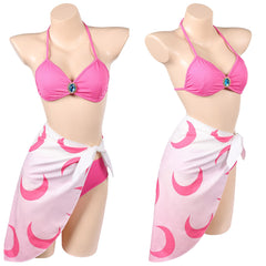 Cosplay Costume Princess Peach Super Mario Jeu Cosplay Maillot de Bain Bikini Rose Femme