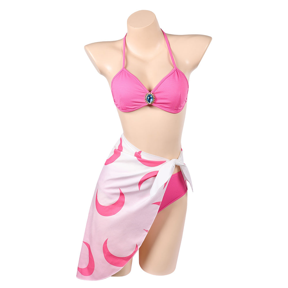 Cosplay Costume Princess Peach Super Mario Jeu Cosplay Maillot de Bain Bikini Rose Femme