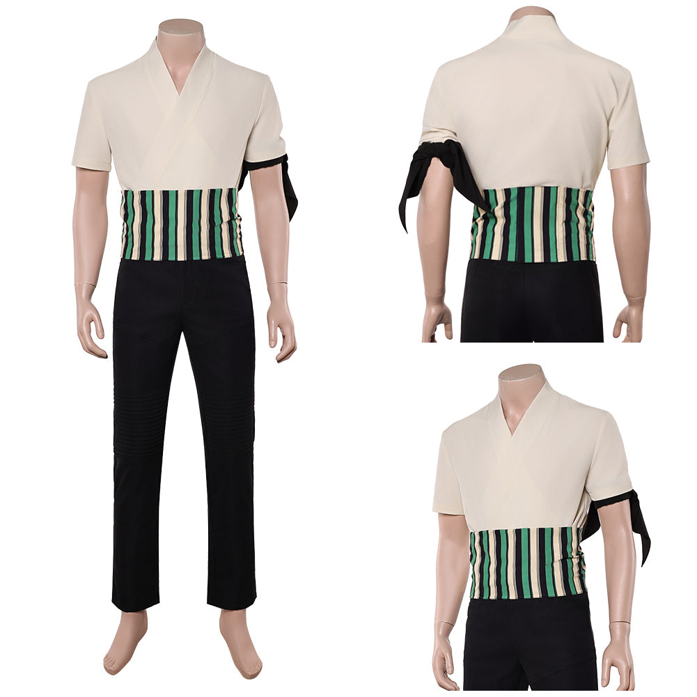 Cosplay Costume Roronoa Zoro One Piece Live Action 2(2026) TV Cosplay Tenue Noire et Beige Homme