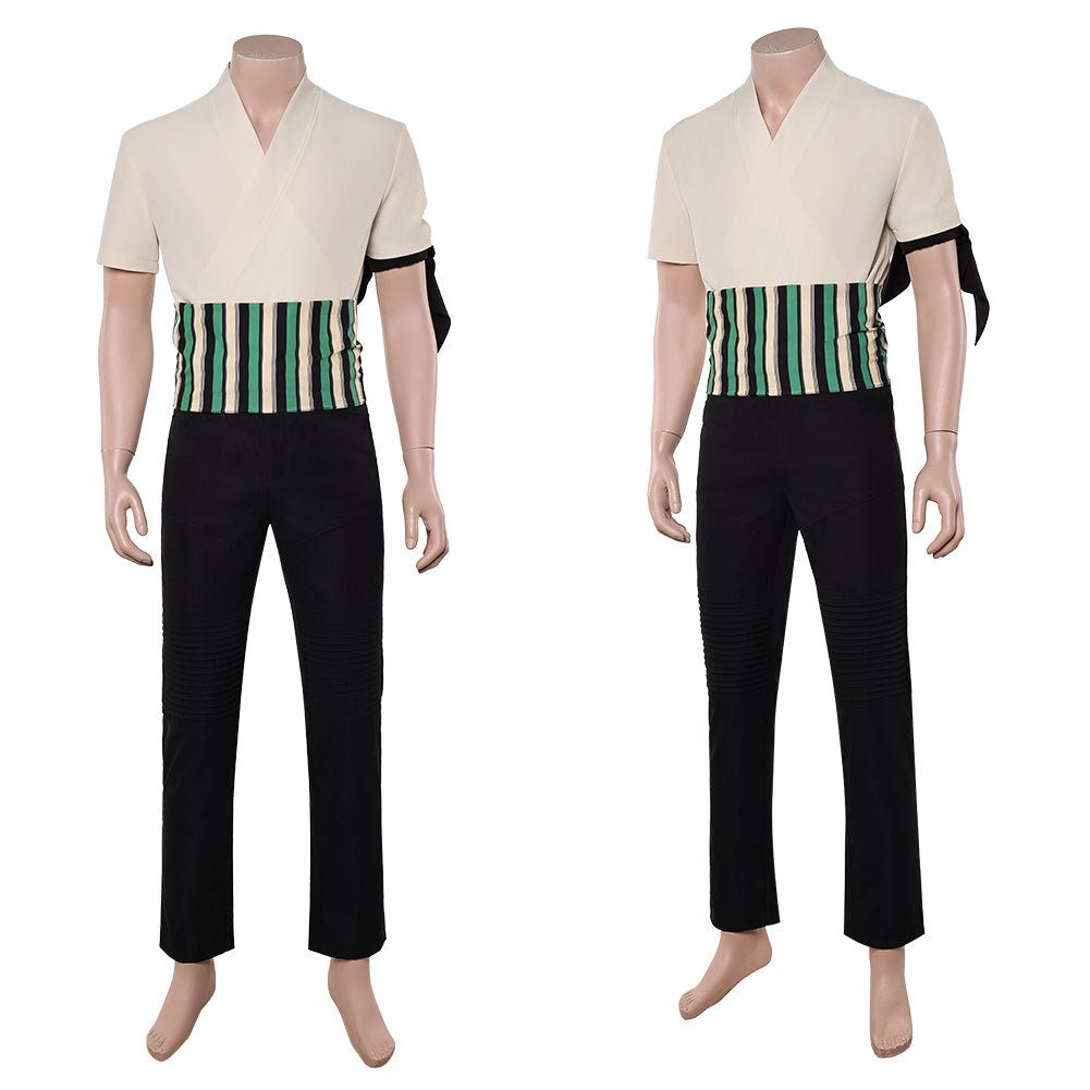 Cosplay Costume Roronoa Zoro One Piece Live Action 2(2026) TV Cosplay Tenue Noire et Beige Homme