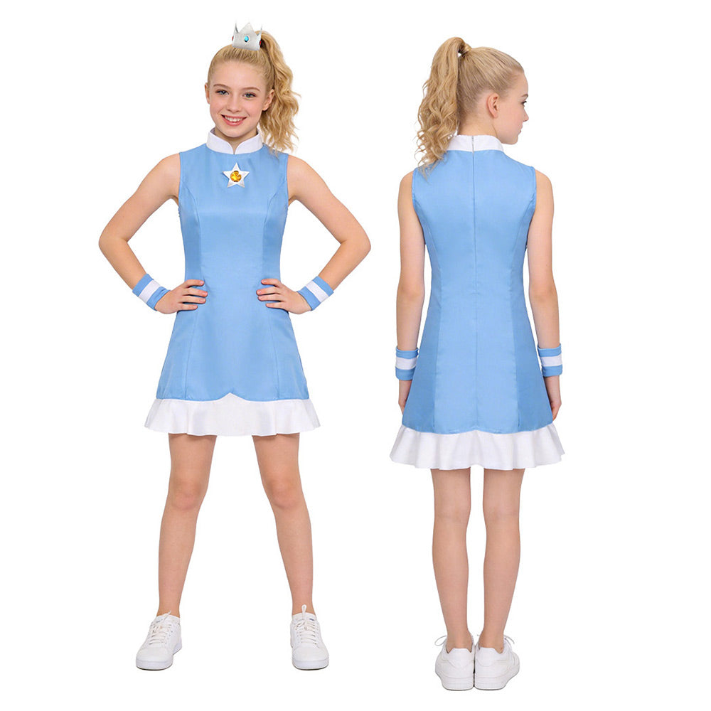 Cosplay Costume Rosalina The Super Mario Galaxy Movie(2026) Film Cosplay Robe Bleue Adulte & Enfant