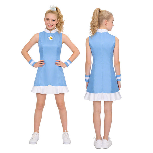 Cosplay Costume Rosalina The Super Mario Galaxy Movie(2026) Film Cosplay Robe Bleue Adulte & Enfant