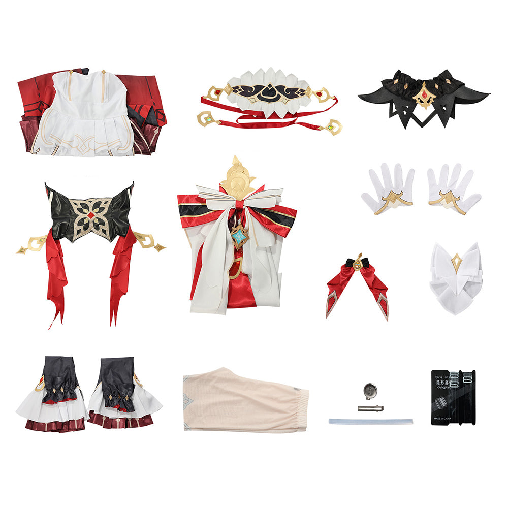 Cosplay Costume Sandone The Marionette Fatui Harbinger Genshin Impact Jeu Cosplay Tenue Rouge et Noire Femme