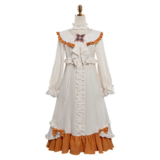 Cosplay Costume Sandrone Genshin Impact Jeu Cosplay Pyjama Beige et Jaune Femme