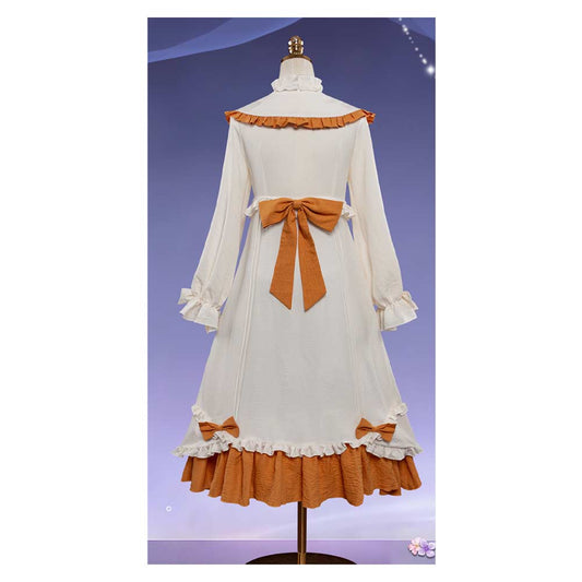 Cosplay Costume Sandrone Genshin Impact Jeu Cosplay Pyjama Beige et Jaune Femme