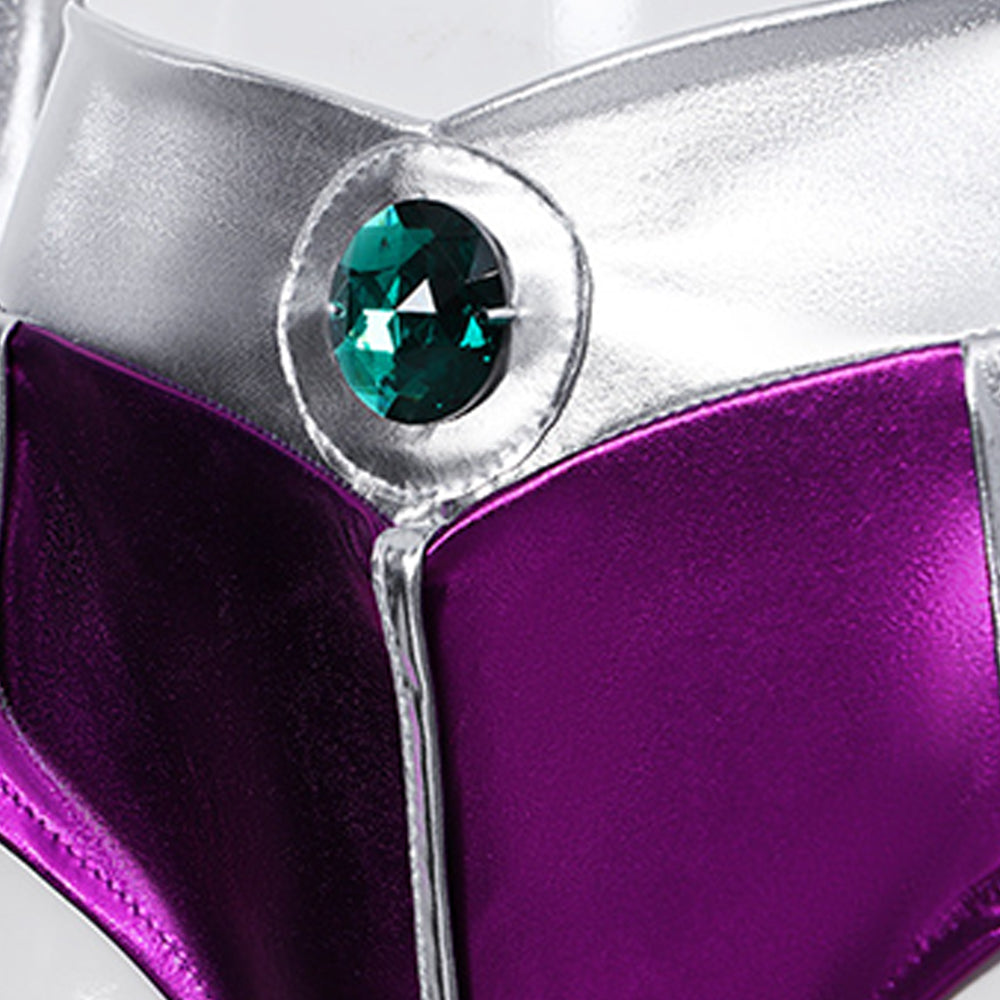 Cosplay Costume Starfire Teen Titans TV Cosplay Tenue Violette en Simili Cuir Brillant Femme