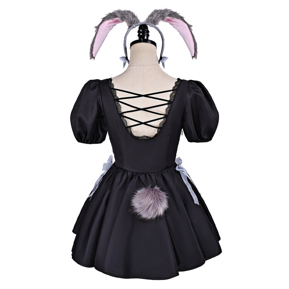 Cosplay Costume Sua Alien Stage(2026) TV Cosplay Robe de Lapin Noire Femme
