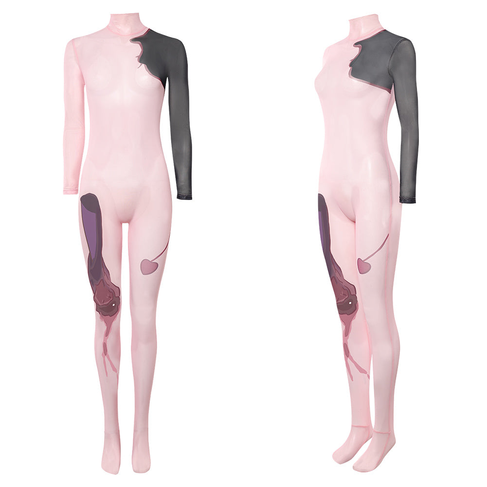Cosplay Costume Sua Zombie Stage AU Alien Stage(2026) TV Cosplay Combinaison à Motif Tatouage Rose